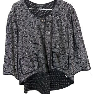 St. John Black, metallic and White Knit cardigan/jacket size 16
